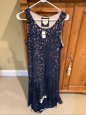 Maeve Navy Lace Overlay Sleeveless Dress Size L